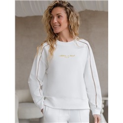 Свитшот с лампасами и разрезами из эластичного футера двухнитки без начеса