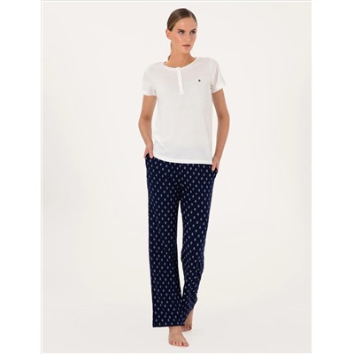Beyaz Kısakollu Pijama Takımı