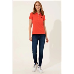 Kadın Kırmızı Basic Polo Yaka Tişört