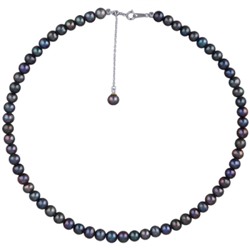 Колье (жемчуг сине-фиолетовый 6-7мм; покрытие родий) 37-43см, Есть комплект