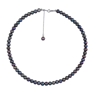 Колье (жемчуг сине-фиолетовый 6-7мм; покрытие родий) 37-43см, Есть комплект