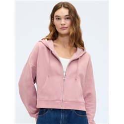 Relaxed Cropped Fleece Zip Hoodie