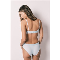 Braga brasileña ancha algodón canalé azul