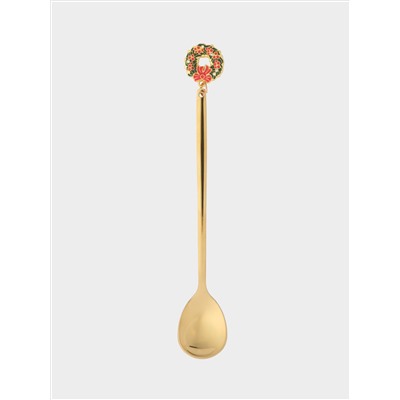 Ложка десертная, 15 см, 2 шт, сталь, золотистая, Венок, New year