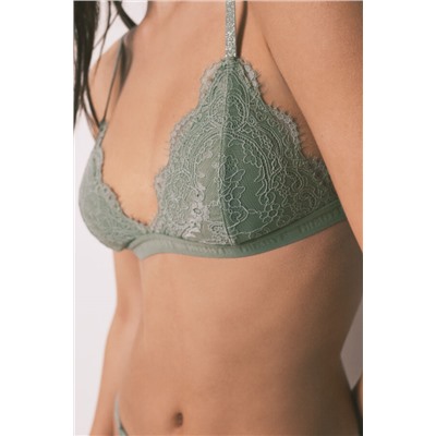 Sujetador triangular encaje verde