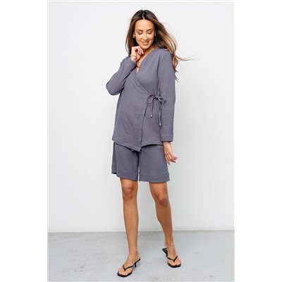 Костюм летний с шортами на запах 407GRY