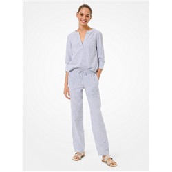 MICHAEL MICHAEL KORS Striped Linen and Cotton Pajama Pants