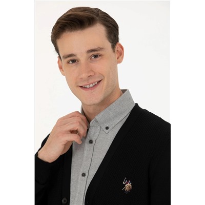 Erkek Siyah Basic Triko Hırka