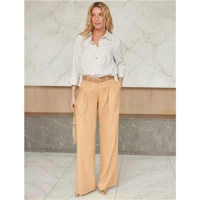 Блузка свободного силуэта в полоску  с рукавом 3/4  из хлопка