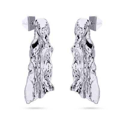 Серьги Дюна (покрытие родий), Есть комплект