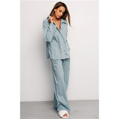 Костюм домашний брючный с рубашкой 394BLU