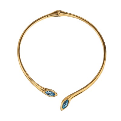 Колье Эдем (кристаллы SW аквамарин; покрытие золото), Есть комплект