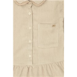 Kız Çocuk Kum Uzun Kol Dokuma Elbise