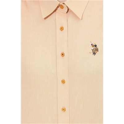 Kadın Safran Uzun Kollu Basic Gömlek