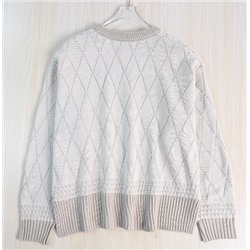 Женский хлопковый ромбовидный свитер с круглым вырезом