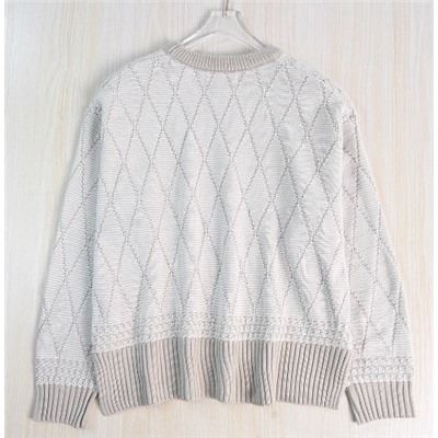 Женский хлопковый ромбовидный свитер с круглым вырезом