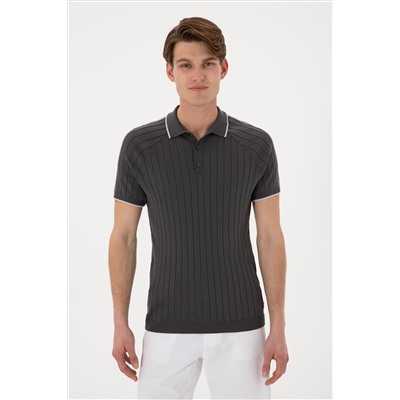 Erkek Slim Fit Bisiklet Yaka Antrasit Tişört
