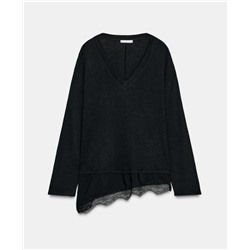 CONTRAST LACE T-SHIRT