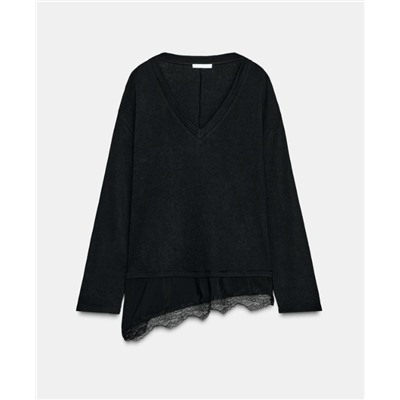 CONTRAST LACE T-SHIRT