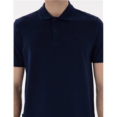 Lacivert Regular Fit %100 Pamuk Polo Yaka Basic Tişört
