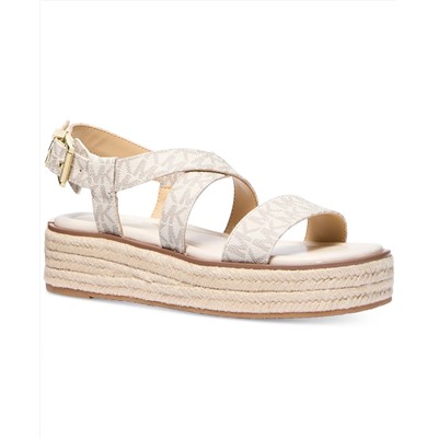 Michael Kors MICHAEL Lynn Leather Buckled Espadrille Sandals