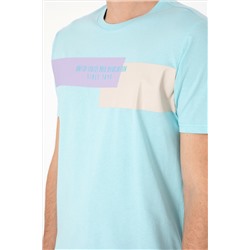 Erkek Regular Fit Bisiklet Yaka Aqua Tişört