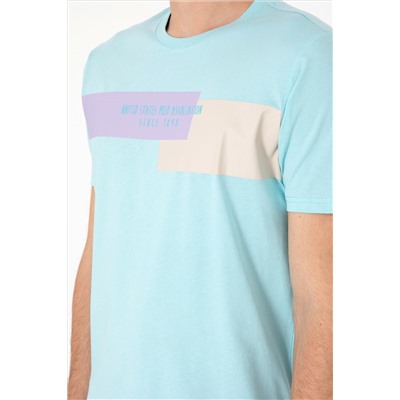Erkek Regular Fit Bisiklet Yaka Aqua Tişört