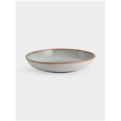 Тарелка суповая, 23х4,5 см, керамика, серо-бежевая, Серые ромбы, Mandala