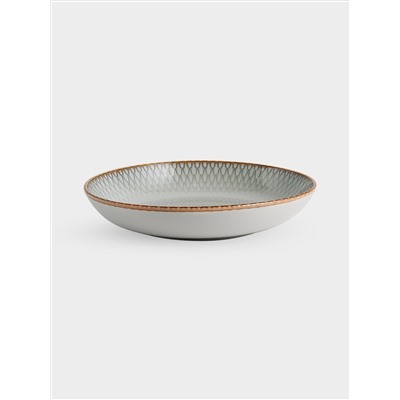 Тарелка суповая, 23х4,5 см, керамика, серо-бежевая, Серые ромбы, Mandala