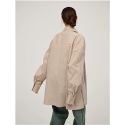 Бежевая полосатая рубашка с топом