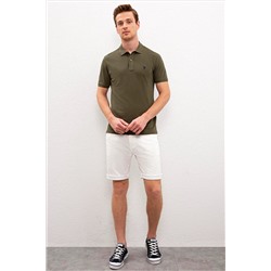 Erkek Koyu Haki Basic Polo Yaka Tişört