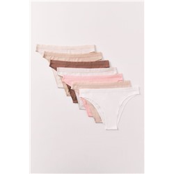 Pack 7 bragas brasileñas algodón lisas neutras