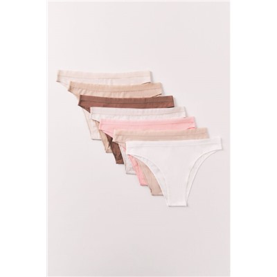 Pack 7 bragas brasileñas algodón lisas neutras