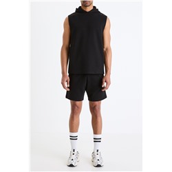 Sudadera con capucha sin mangas - Negro