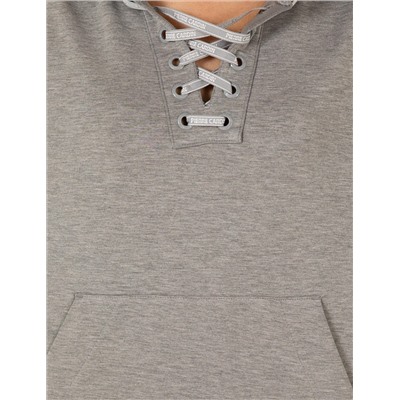 Gri Melanj Oversize Kapüşonlu Sweatshirt