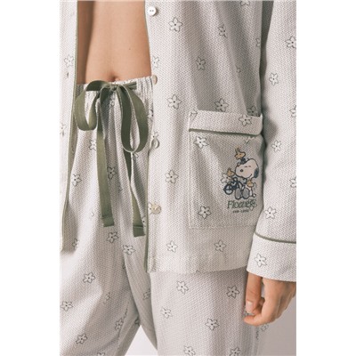Pijama camisero largo 100% algodón Snoopy