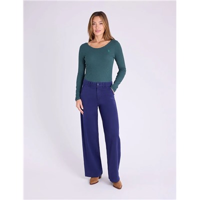 LACE TRIM SCOOP NECK RIB TOP