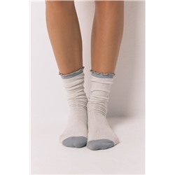 Calcetines largos canalé ecru tostado