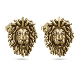 Серьги Лев (кристаллы SW белые; покрытие античное золото), Есть комплект