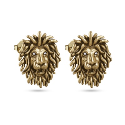 Серьги Лев (кристаллы SW белые; покрытие античное золото), Есть комплект