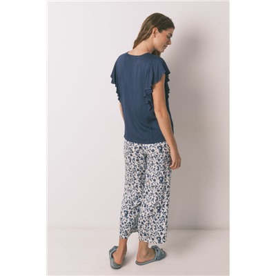 Pijama Capri viscosa floral azul