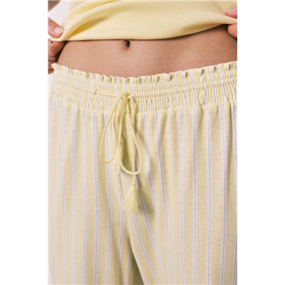 Pijama largo algodón manga corta amarillo