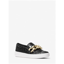 MICHAEL MICHAEL KORS Keaton Embellished Crocodile Embossed Slip-On Sneaker