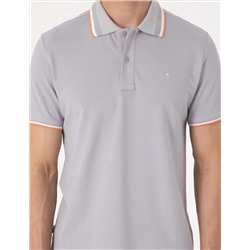 Açık Gri Slim Fit Polo Yaka Tişört