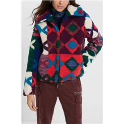 Chaqueta corta de pelo multicolor