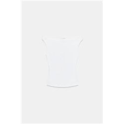 COLD SHOULDER RIBBED T-SHIRT