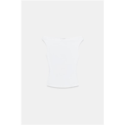 COLD SHOULDER RIBBED T-SHIRT