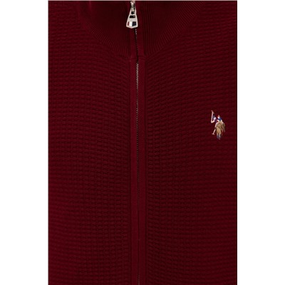 Erkek Bordo Basic Triko Hırka