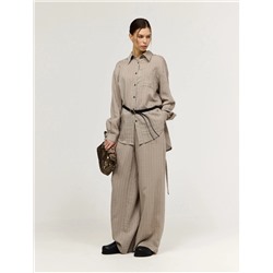 Бежевые брюки в полоску