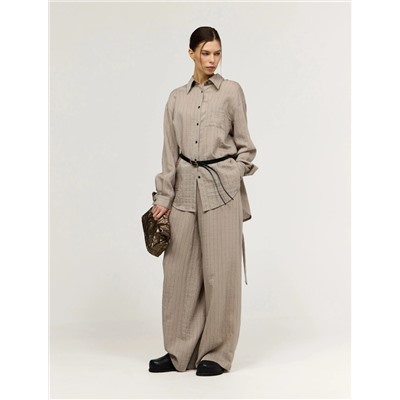 Бежевые брюки в полоску